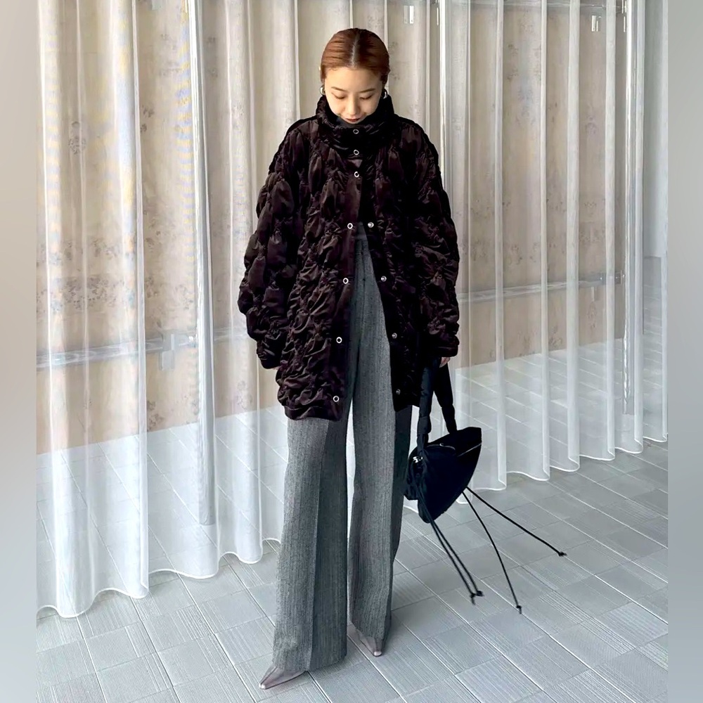 Ameri - Velour Quilting Stand Collar Puffer Coat … - image 6